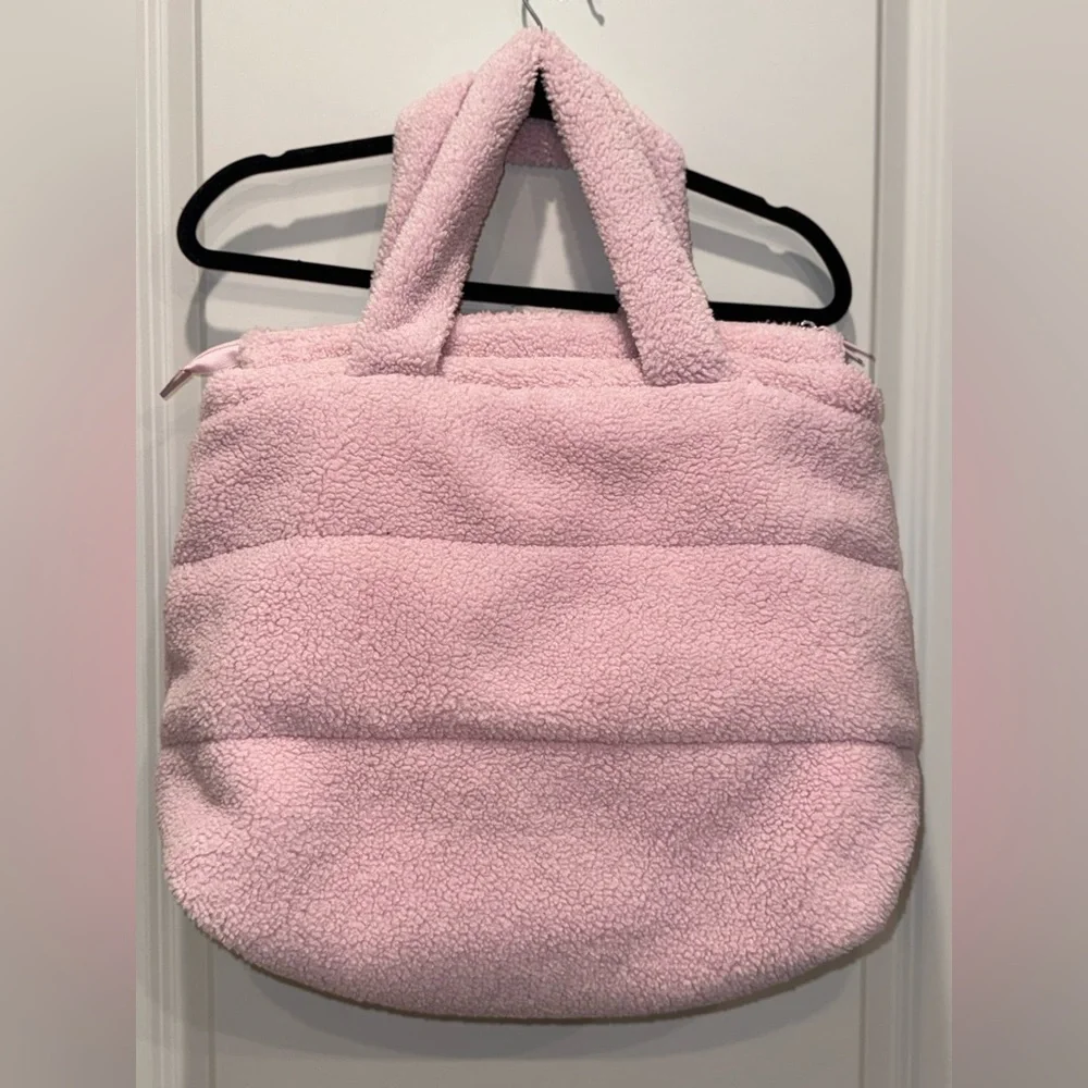 PINK Victoria’s Secret Sherpa Puffer Tote Bag - Soft Pink Cozy Quilted - Picture 2 of 10